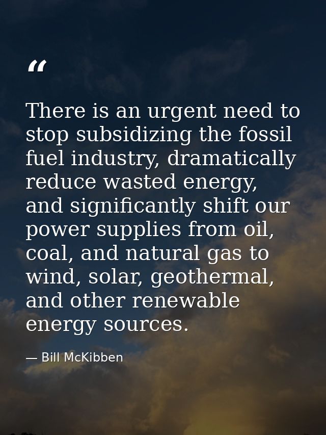 There is an urgent need to stop subsidizing the fossil fuel industry, dramatically reduce wasted energy, and significant — Bill McKibben