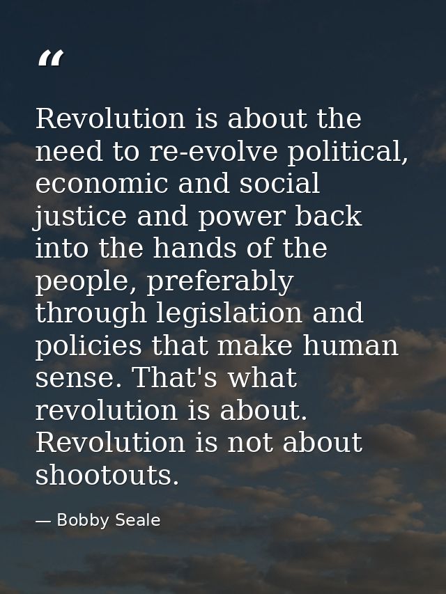 Revolution is about the need to re-evolve political, economic and social justice and power back into the hands of the pe — Bobby Seale
