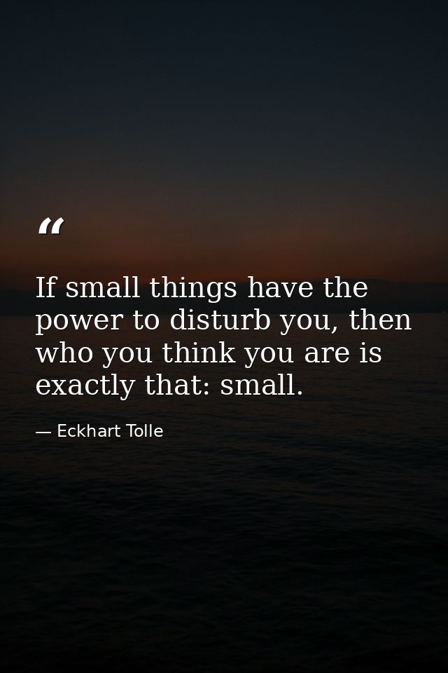 If small things have the power to disturb you, then who you think you are is exactly that: small. — Eckhart Tolle