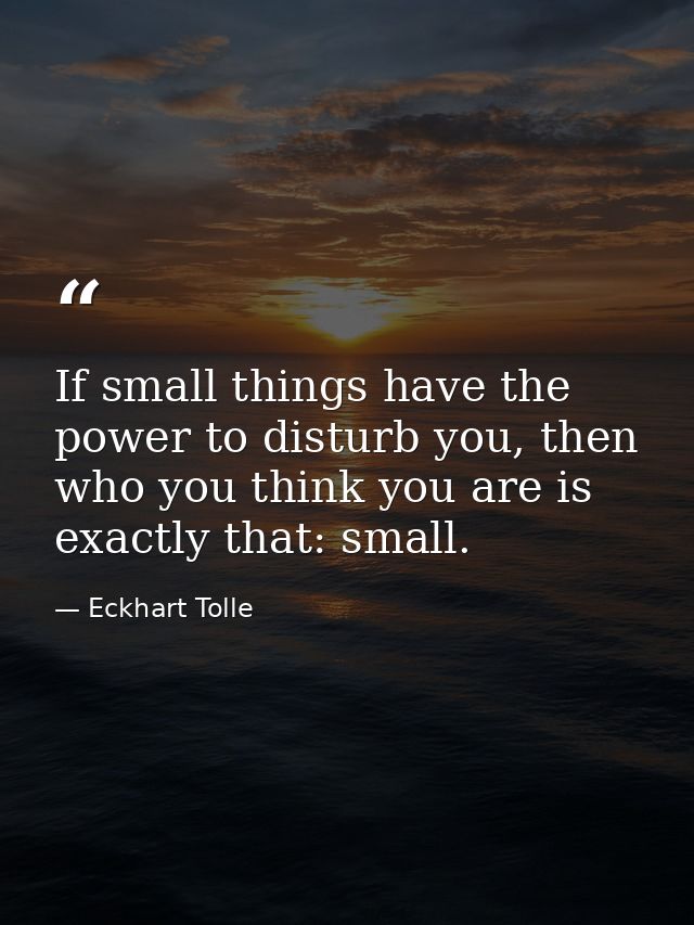If small things have the power to disturb you, then who you think you are is exactly that: small. — Eckhart Tolle