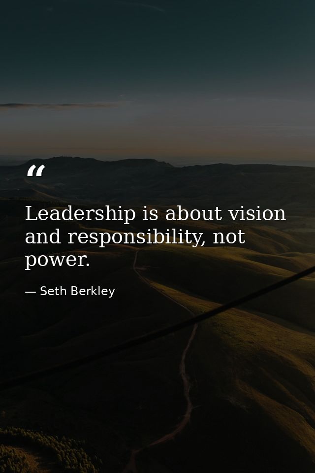 Leadership is about vision and responsibility, not power. — Seth Berkley