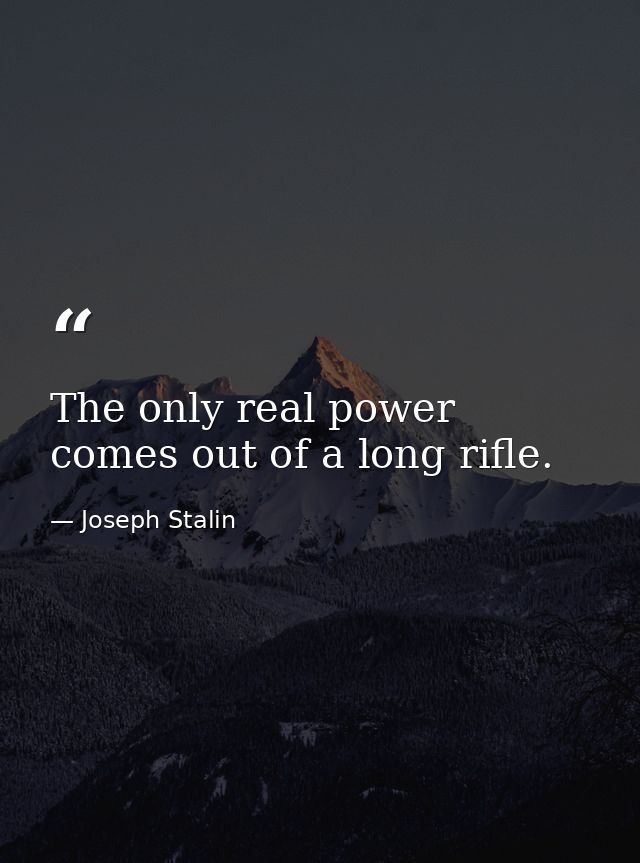 The only real power comes out of a long rifle. — Joseph Stalin