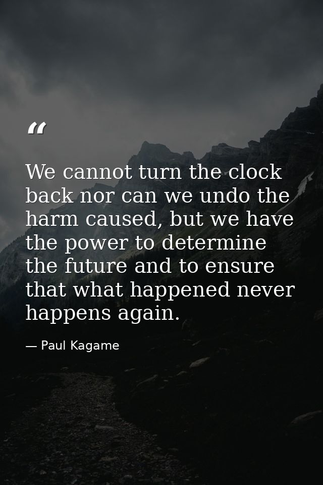 We cannot turn the clock back nor can we undo the harm caused, but we have the power to determine the future and to ensu — Paul Kagame