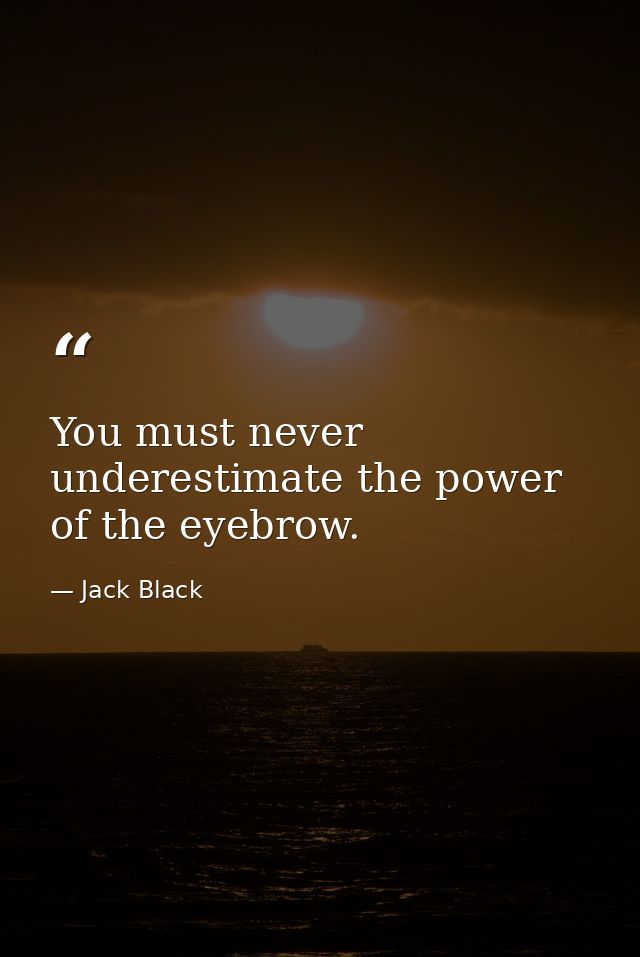 You must never underestimate the power of the eyebrow. — Jack Black