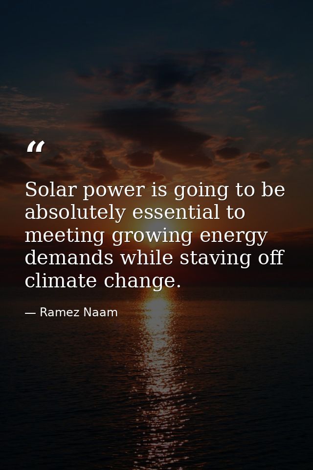 Solar power is going to be absolutely essential to meeting growing energy demands while staving off climate change. — Ramez Naam