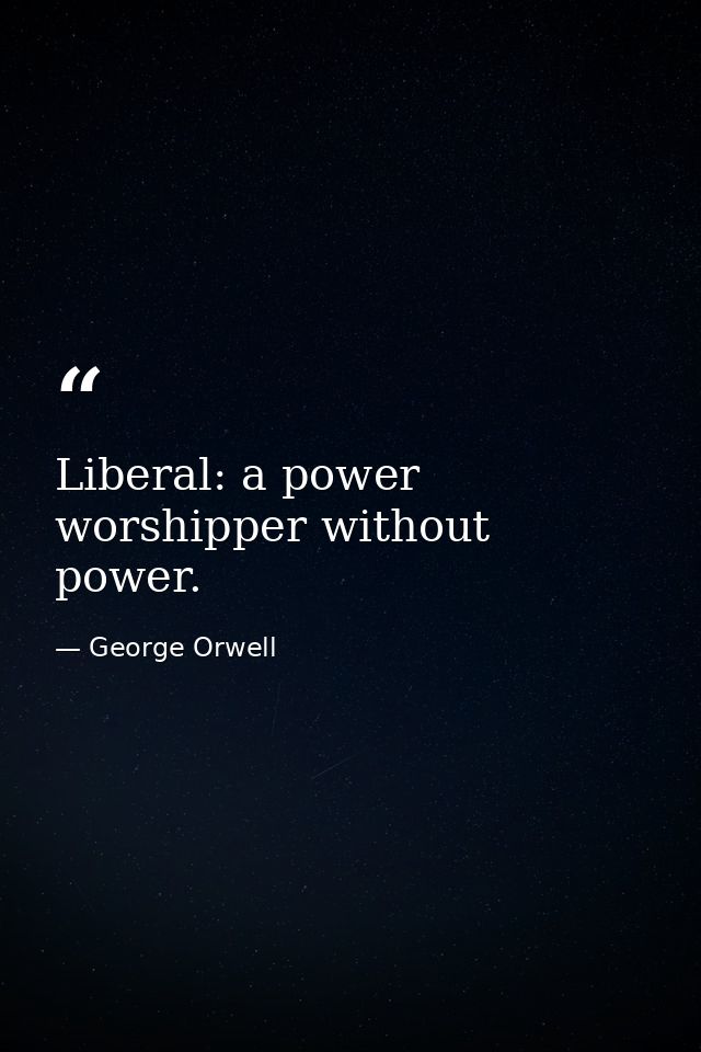 Liberal: a power worshipper without power. — George Orwell