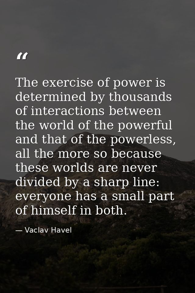 The exercise of power is determined by thousands of interactions between the world of the powerful and that of the power — Vaclav Havel