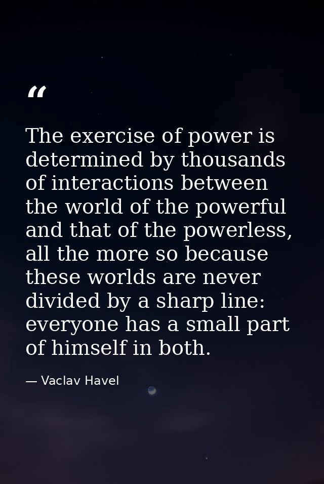 The exercise of power is determined by thousands of interactions between the world of the powerful and that of the power — Vaclav Havel