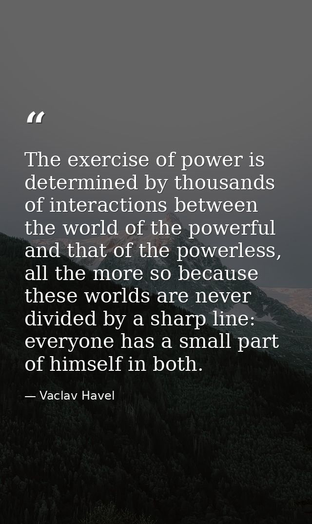 The exercise of power is determined by thousands of interactions between the world of the powerful and that of the power — Vaclav Havel