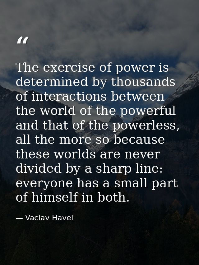 The exercise of power is determined by thousands of interactions between the world of the powerful and that of the power — Vaclav Havel