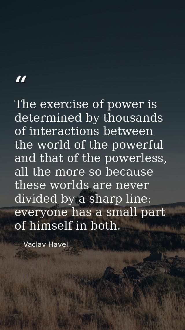 The exercise of power is determined by thousands of interactions between the world of the powerful and that of the power — Vaclav Havel