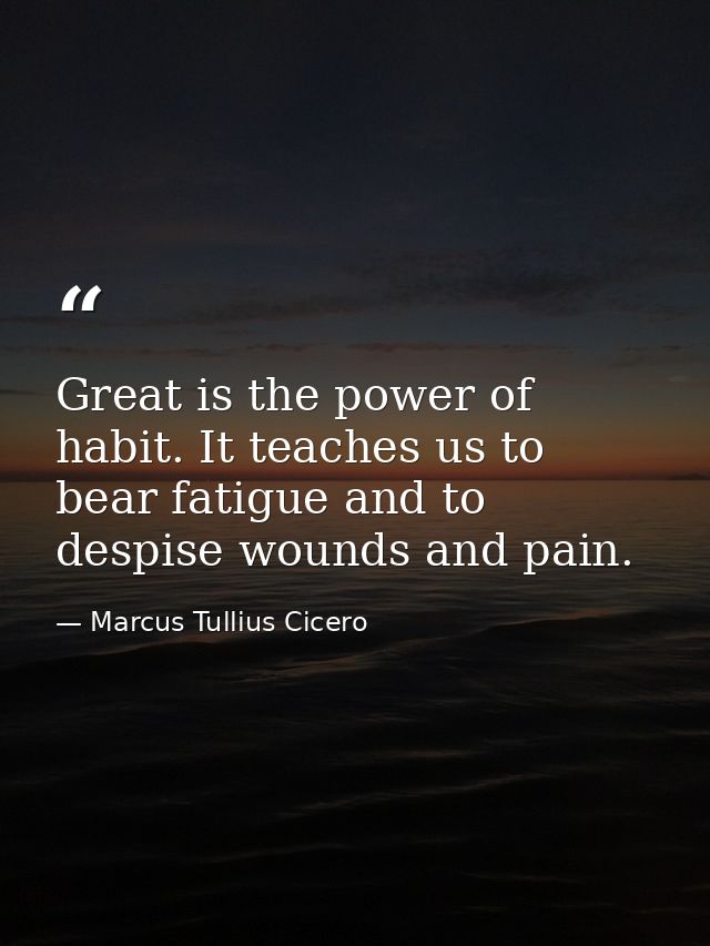 Great is the power of habit. It teaches us to bear fatigue and to despise wounds and pain. — Marcus Tullius Cicero