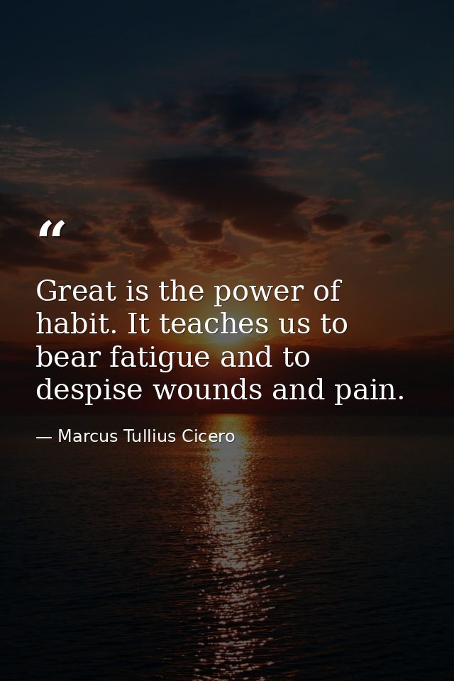 Great is the power of habit. It teaches us to bear fatigue and to despise wounds and pain. — Marcus Tullius Cicero
