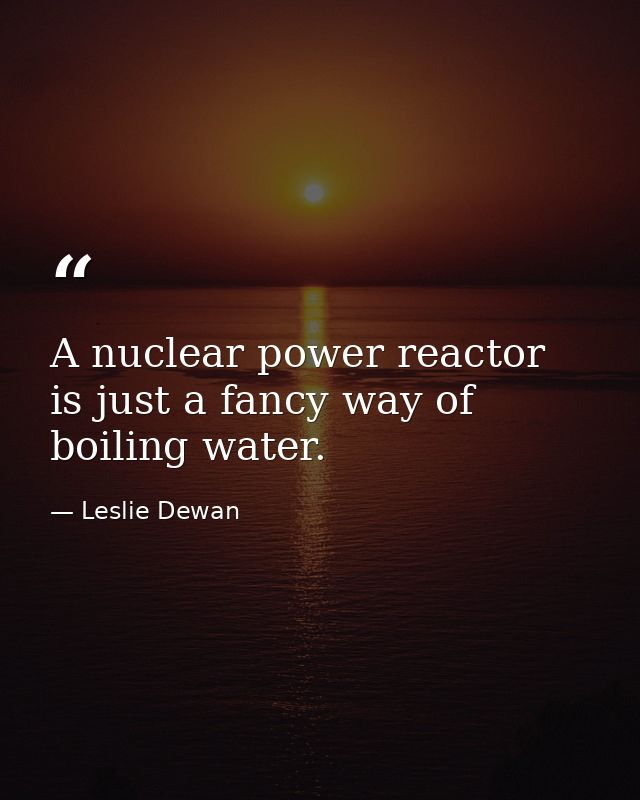 A nuclear power reactor is just a fancy way of boiling water. — Leslie Dewan