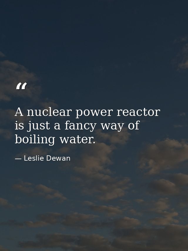 A nuclear power reactor is just a fancy way of boiling water. — Leslie Dewan