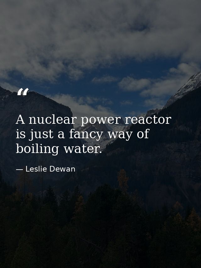 A nuclear power reactor is just a fancy way of boiling water. — Leslie Dewan