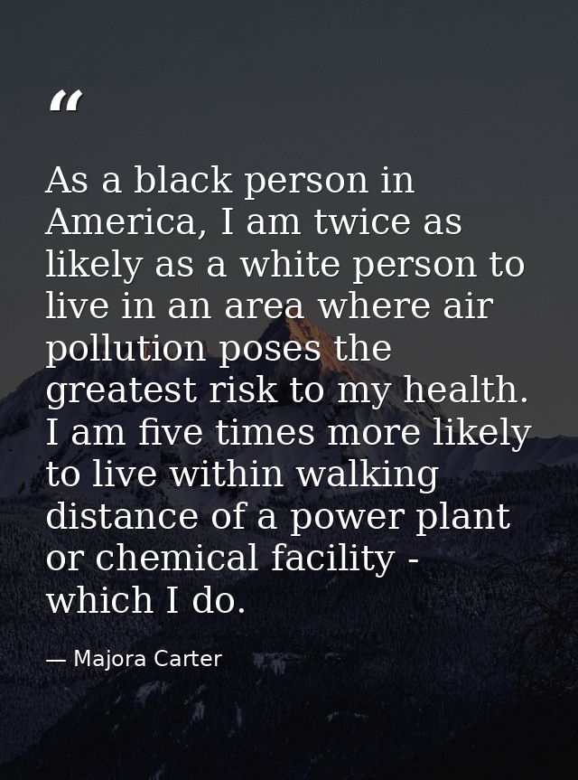 As a black person in America, I am twice as likely as a white person to live in an area where air pollution poses the gr — Majora Carter