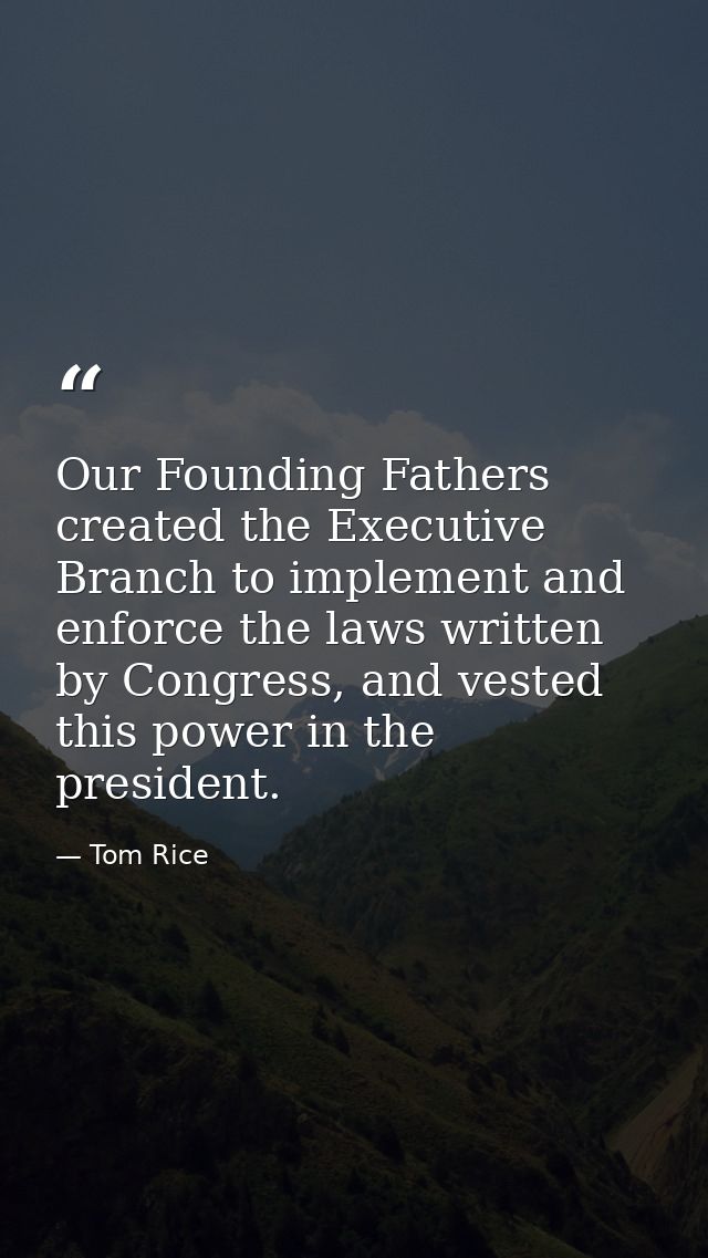 Our Founding Fathers created the Executive Branch to implement and enforce the laws written by Congress, and vested this — Tom Rice