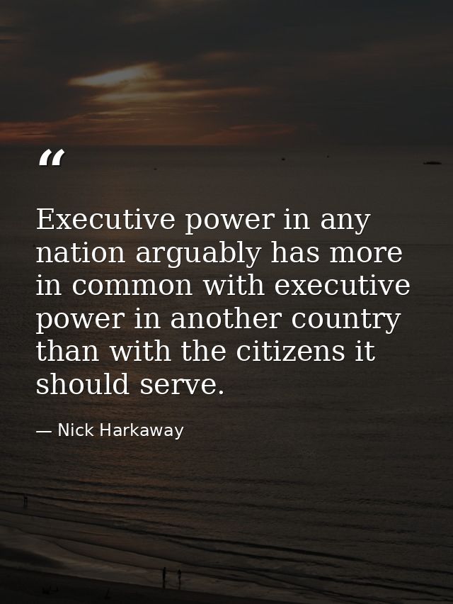 Executive power in any nation arguably has more in common with executive power in another country than with the citizens — Nick Harkaway