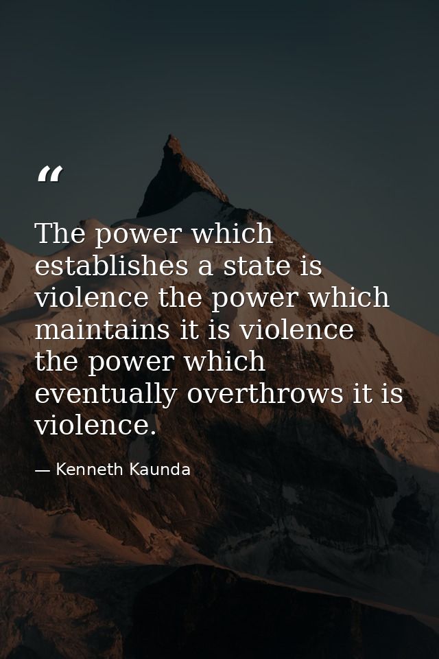 The power which establishes a state is violence the power which maintains it is violence the power which eventually over — Kenneth Kaunda