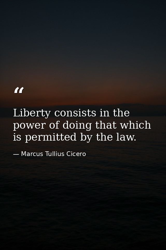Liberty consists in the power of doing that which is permitted by the law. — Marcus Tullius Cicero