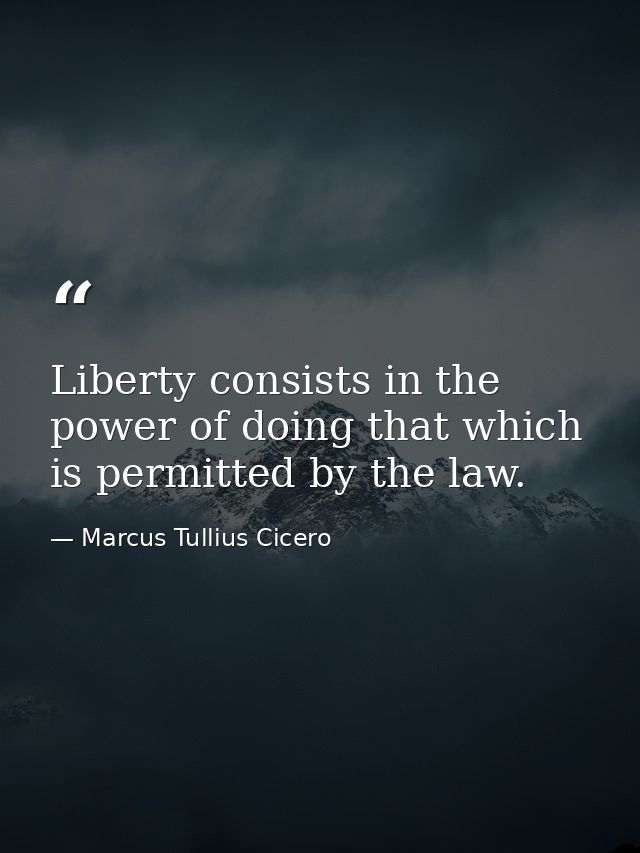 Liberty consists in the power of doing that which is permitted by the law. — Marcus Tullius Cicero