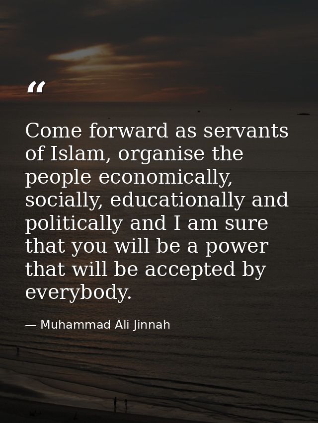 Come forward as servants of Islam, organise the people economically, socially, educationally and politically and I am su — Muhammad Ali Jinnah