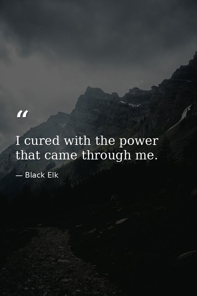 I cured with the power that came through me. — Black Elk