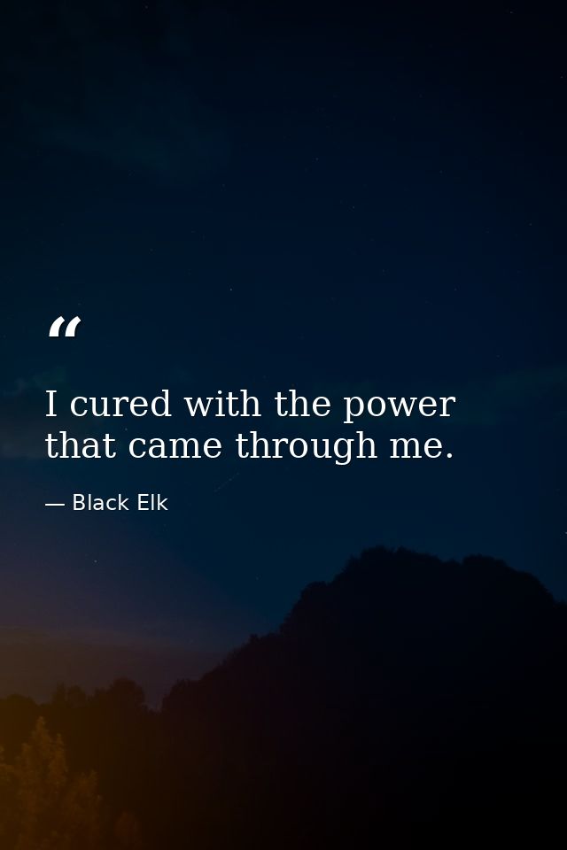 I cured with the power that came through me. — Black Elk