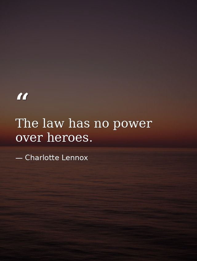 The law has no power over heroes. — Charlotte Lennox