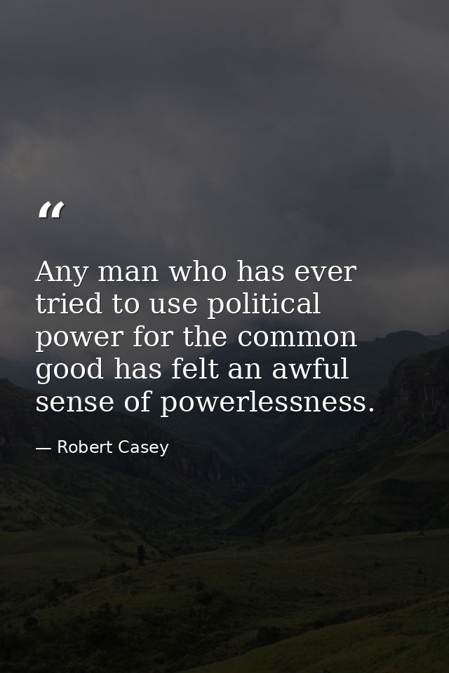 Any man who has ever tried to use political power for the common good has felt an awful sense of powerlessness. — Robert Casey