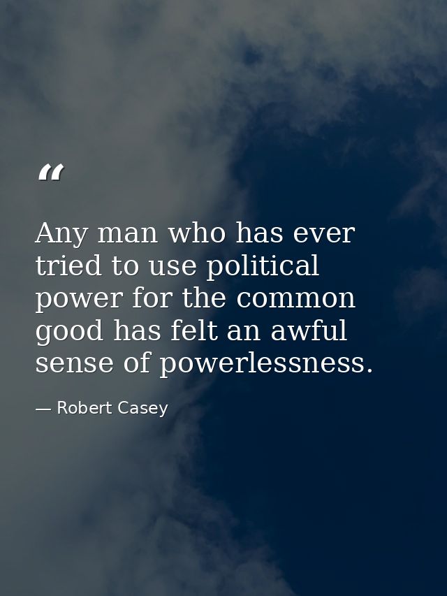Any man who has ever tried to use political power for the common good has felt an awful sense of powerlessness. — Robert Casey