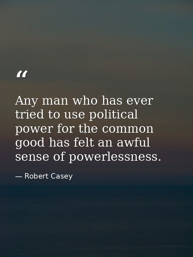 Any man who has ever tried to use political power for the common good has felt an awful sense of powerlessness. — Robert Casey
