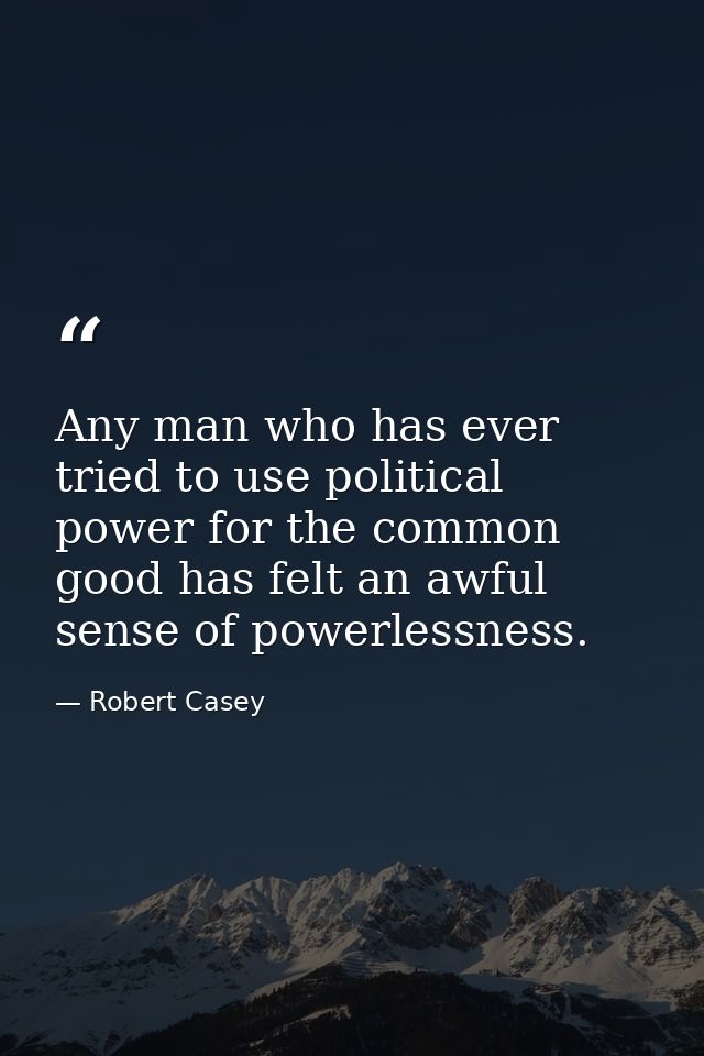 Any man who has ever tried to use political power for the common good has felt an awful sense of powerlessness. — Robert Casey