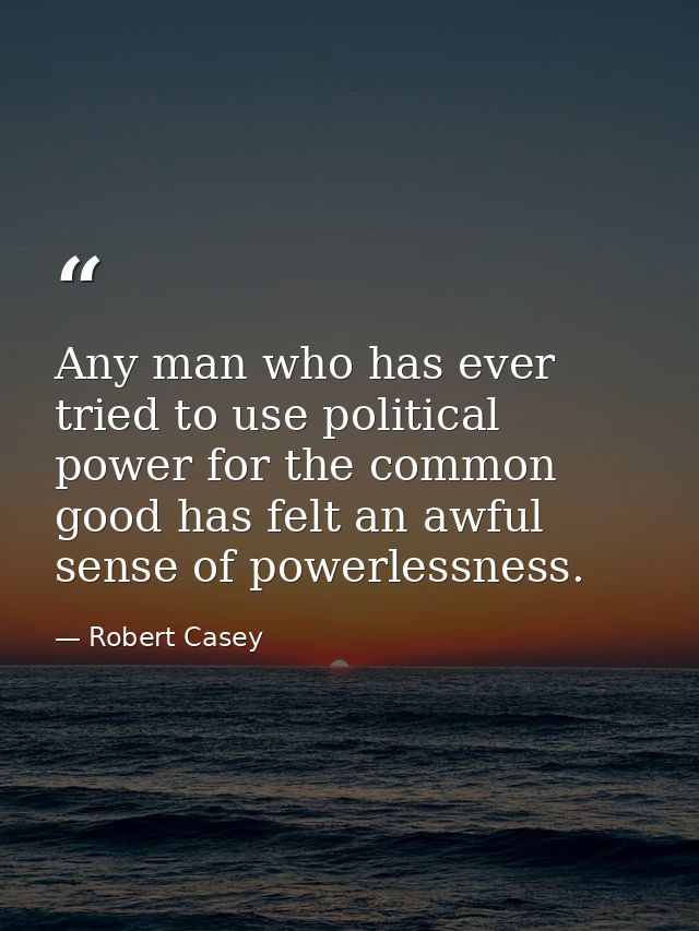 Any man who has ever tried to use political power for the common good has felt an awful sense of powerlessness. — Robert Casey