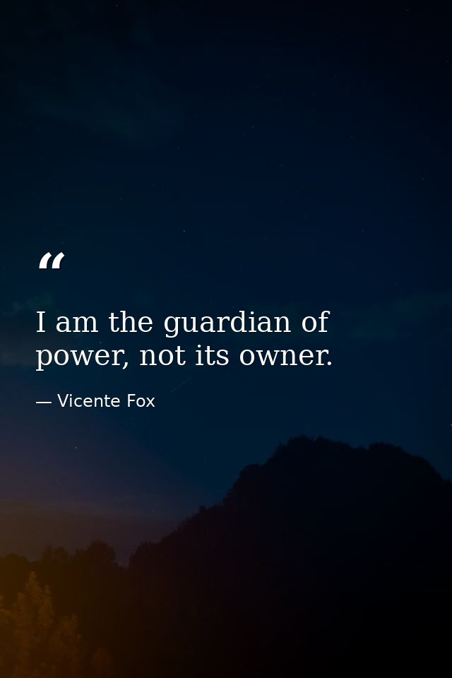 I am the guardian of power, not its owner. — Vicente Fox