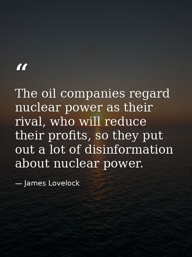 The oil companies regard nuclear power as their rival, who will reduce their profits, so they put out a lot of disinform — James Lovelock