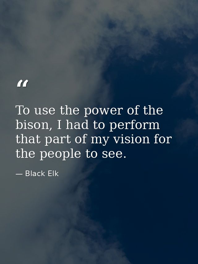 To use the power of the bison, I had to perform that part of my vision for the people to see. — Black Elk