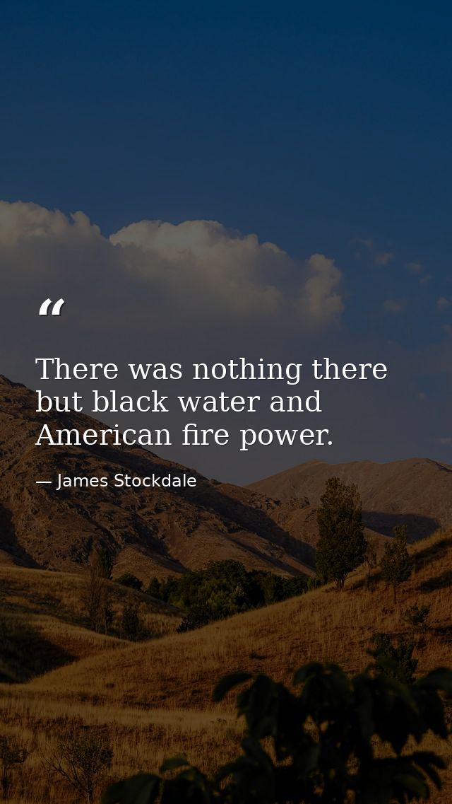 There was nothing there but black water and American fire power. — James Stockdale