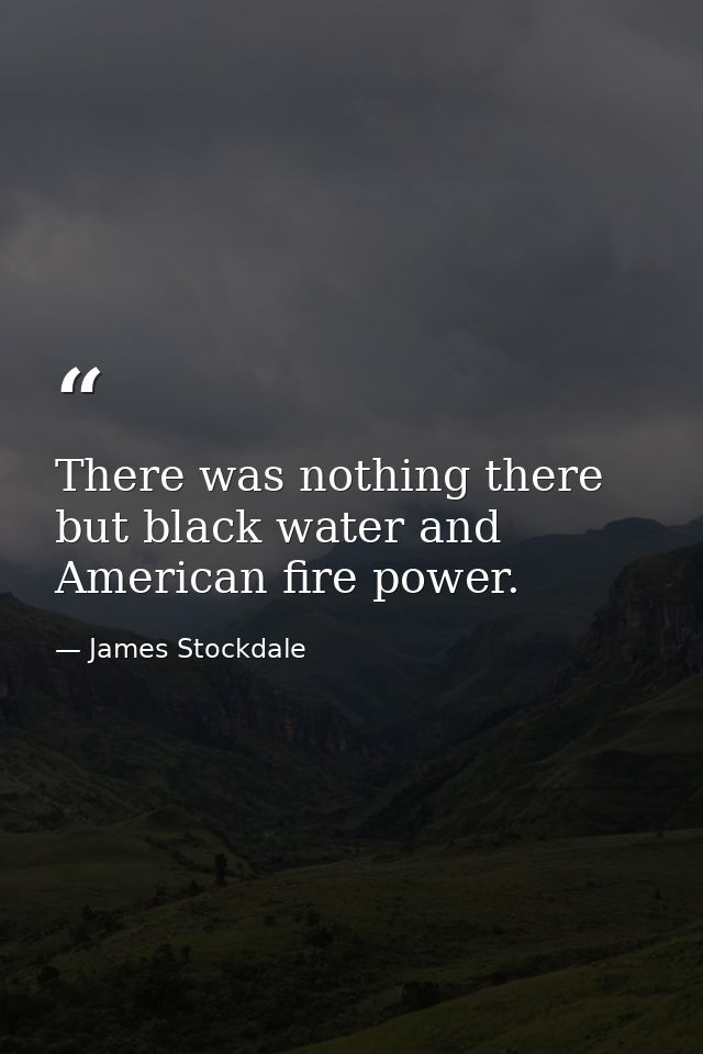 There was nothing there but black water and American fire power. — James Stockdale