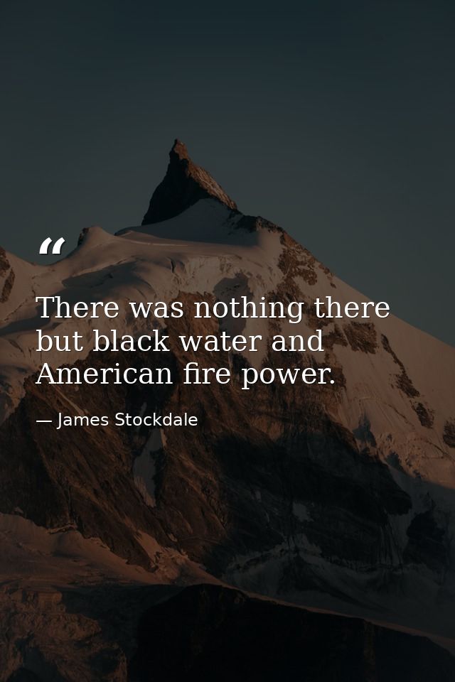 There was nothing there but black water and American fire power. — James Stockdale