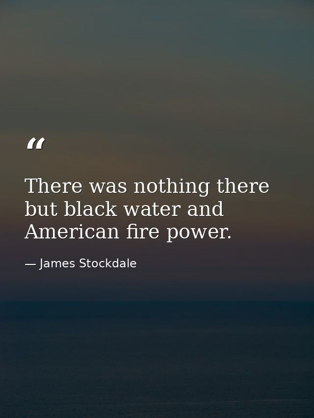 There was nothing there but black water and American fire power. — James Stockdale