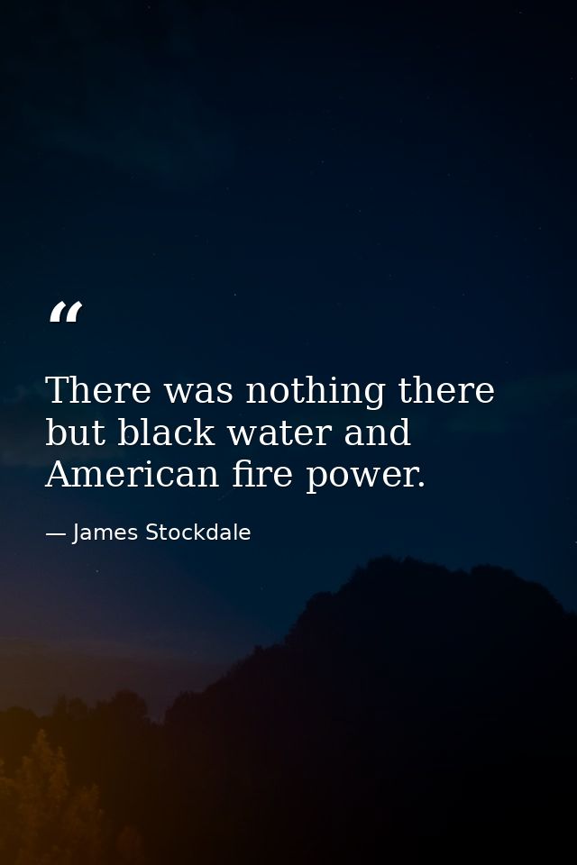 There was nothing there but black water and American fire power. — James Stockdale