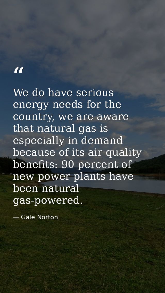 We do have serious energy needs for the country, we are aware that natural gas is especially in demand because of its ai — Gale Norton