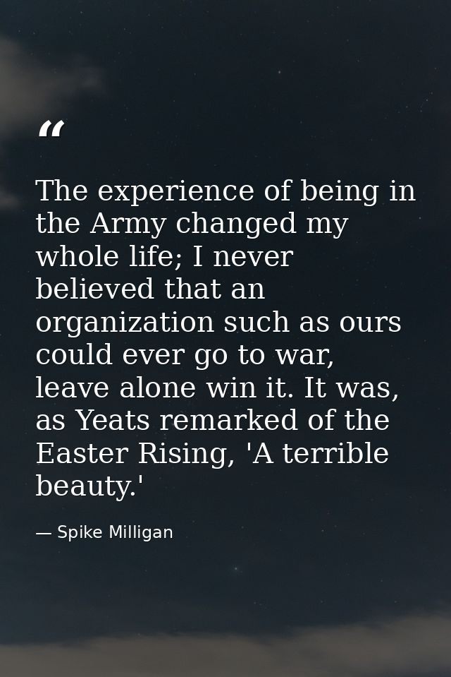 The experience of being in the Army changed my whole life; I never believed that an organization such as ours could ever — Spike Milligan