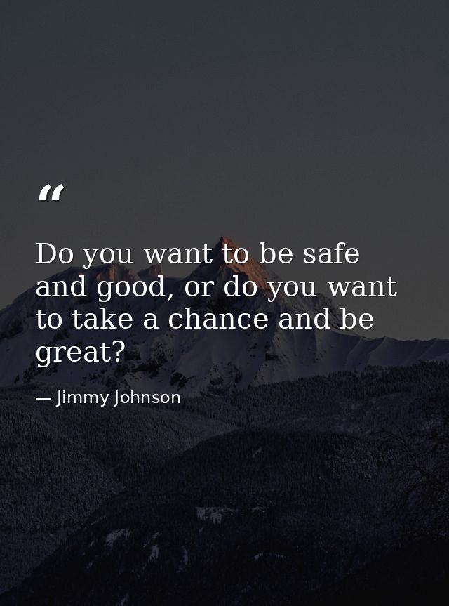 Do you want to be safe and good, or do you want to take a chance and be great? — Jimmy Johnson