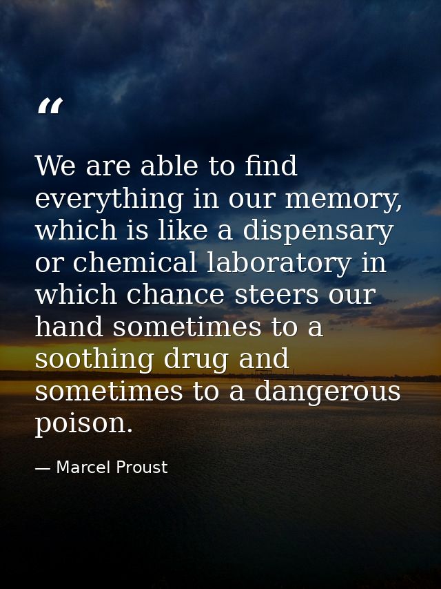 We are able to find everything in our memory, which is like a dispensary or chemical laboratory in which chance steers o — Marcel Proust