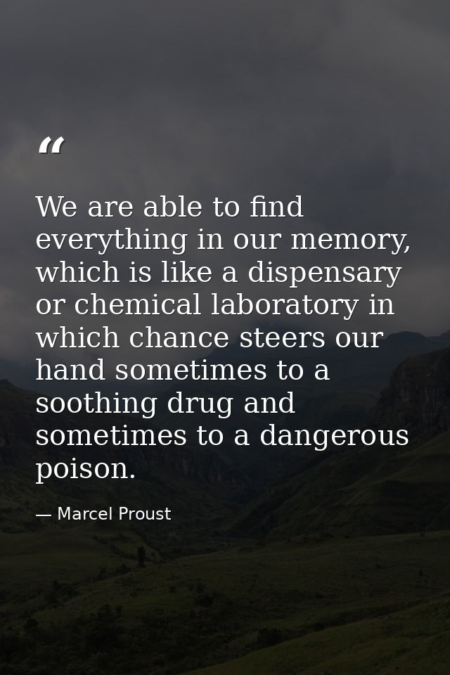 We are able to find everything in our memory, which is like a dispensary or chemical laboratory in which chance steers o — Marcel Proust