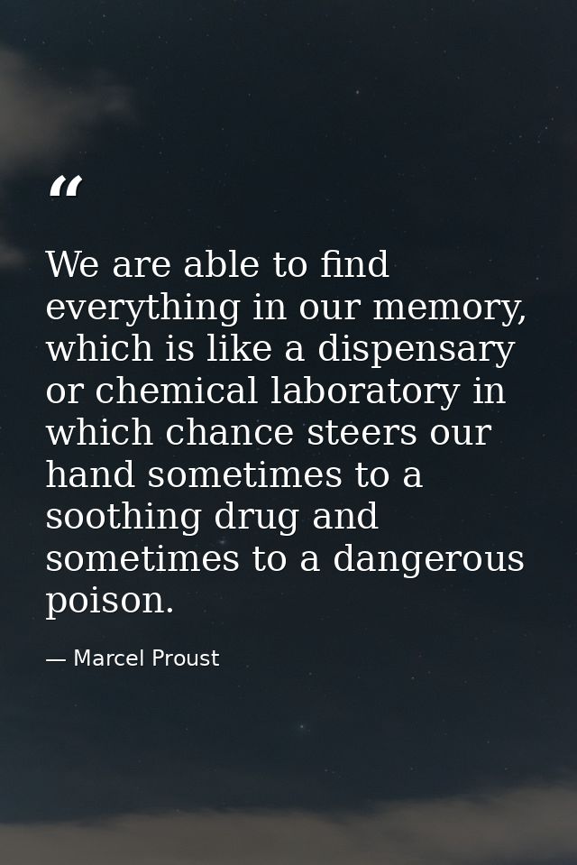 We are able to find everything in our memory, which is like a dispensary or chemical laboratory in which chance steers o — Marcel Proust