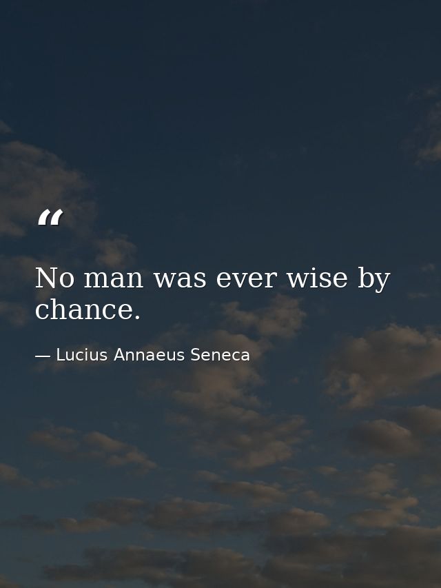 No man was ever wise by chance. — Lucius Annaeus Seneca